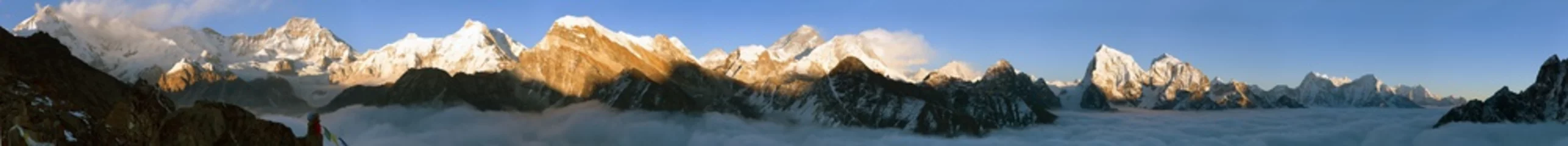 Papier Peint photo autocollant Cho Oyu vue sur le mont Everest, le Lhotse, le Makalu et le Cho Oyu