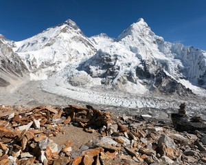 Beautiful view of mount Everest, Lhotse and Nuptse