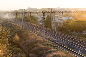 Railway at sunset