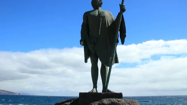 Statues of Guanche kings (menceys) in Candelaria city in Tenerife islands. Canary Islands. Spain.