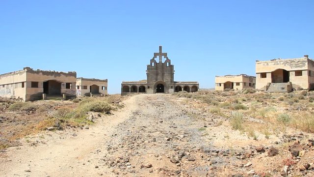 Semi destroyed sanatorium leprosarium in Abades village in Tenerife island. Leprosarium never was inhabited. This days is one of tourist attractions in Tenerife.
