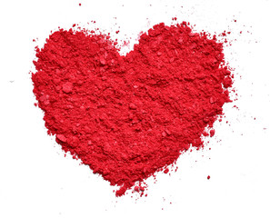 heart shape of makeup isolated on white