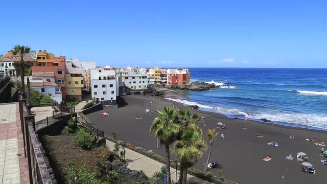 Playa Jardin (Jardin beach) located in Puerto de la Cruz city in norht of Tenerife island. Located near famous Loro Park. Canary islands. Spain.