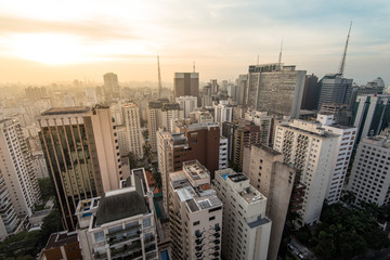 Aerial View of Sao Paulo by Sunset