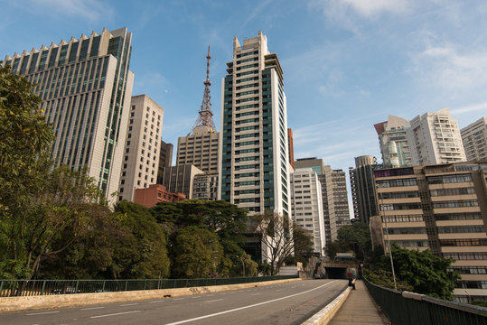 Empty Street in Downtown Sao Paulo