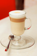 coffee latte in glass cup