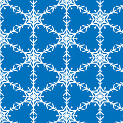 Snowflake vector pattern on blue