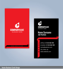 Fototapeta na wymiar Modern creative and clean business card Design template. Black and Red template
