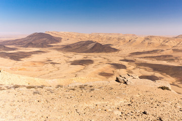 Fototapeta na wymiar Crater mountains stone desert landscape Middle East nature sceni