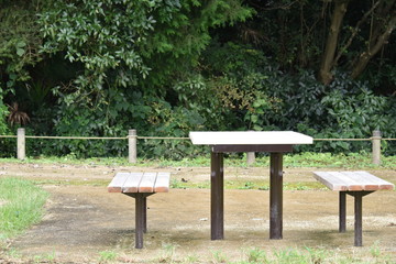 輝いて見えるテーブル右寄