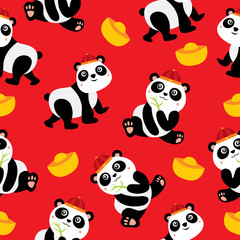 Fototapeta premium Chinese Panda Seamless