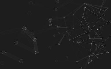 Abstract polygonal space low poly dark background, 3d rendering