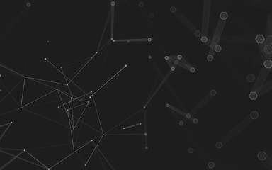 Abstract polygonal space low poly dark background, 3d rendering