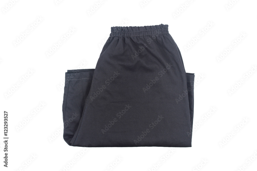 Sticker folding black short pants isolated on white