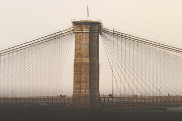 Brooklyn Bridge on a foggy day