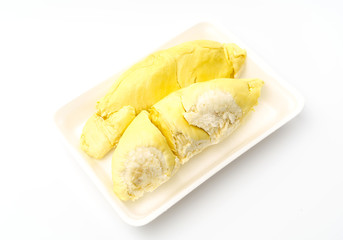 Durian King of fruits  on white background .