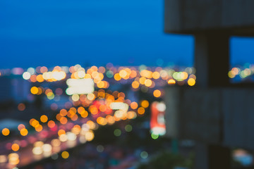 Abstract city bokeh behind the building for background