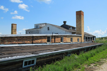 Abandoned outbuilding at a clay brick factory in Claybank Saskatchewan, Canada.