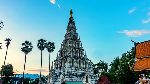 4K,Time lapse, Pagoda at Chedi Liam temple in Wiang Kum Kam Ancient City the most famous landmark of Chiang mai province, Thailand.