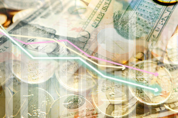 Falling graph, Banking and finance concept