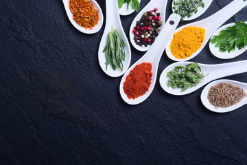 assortment of indian spices and herb