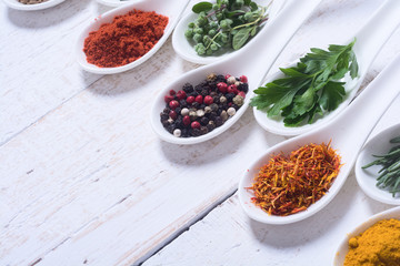 assortment of indian spices and herb