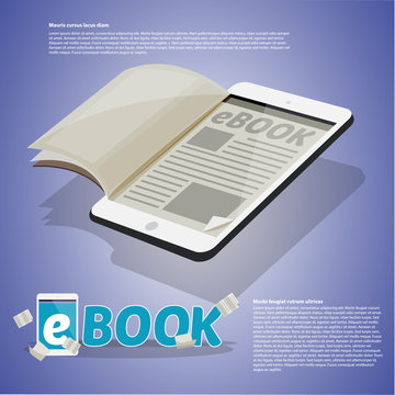 paper on tablet, Ebook concept. typographic design - vector