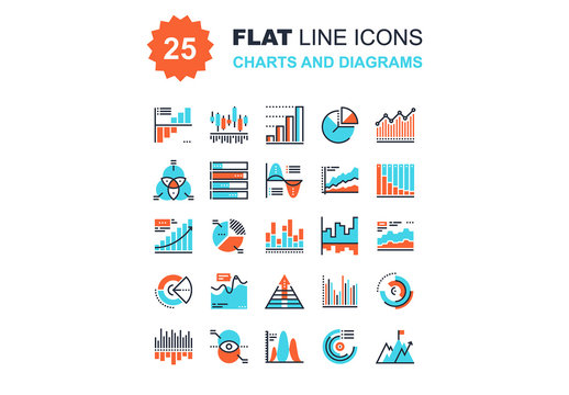 Charts and Diagrams Icons Set