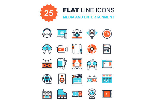 Media and Entertainment Icons Set