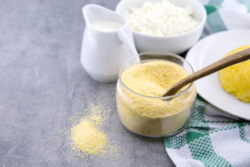 Italian traditional Polenta, porridge made from cornmeal. Mamali