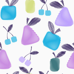 Seamless decorative pattern with fruits, bright spring or summer