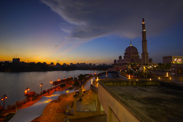 Beautiful sunset At Putra Mosque, Putrajaya Malaysia.