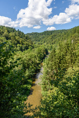 Fototapeta na wymiar Wutach Gorge with river and waterfalls - Walking in beautiful landscape of the blackforest, Germany