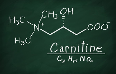 Structural model of Carnitine on the blackboard.