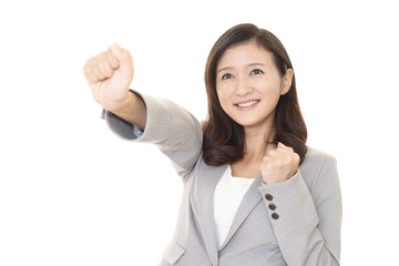 ガッツポーズのビジネスウーマン
