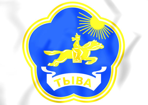 3D Tyva Republic Coat of Arms, Russia. 3D Illustration.