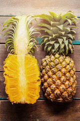pineapple half on wooden