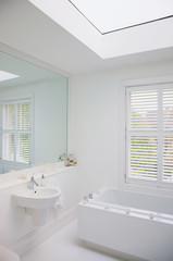 Modern Bathroom interior. Beautiful Large Bathroom in Luxury Home