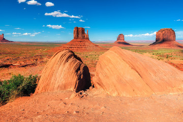 Classic view of Monument Valley Navajo Tribal Park, Utah and Arizona, USA