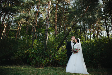Beautiful wedding couple posing