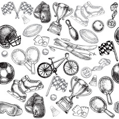  sport items seamless pattern