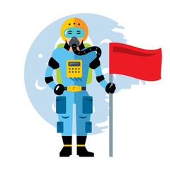 Vector Space astronaut. Flat style colorful Cartoon illustration.