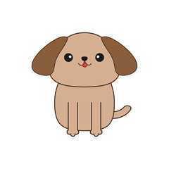 Fototapeta premium Little glamour tan Shih Tzu dog. Cute cartoon character. Pet baby collection. Isolated. White background. Flat design.