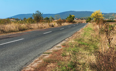 Asphalt road in the nature in Noszvaj
