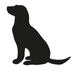 Labrador retriever. Vector black silhouette on a white background. Illustration of dog breeds