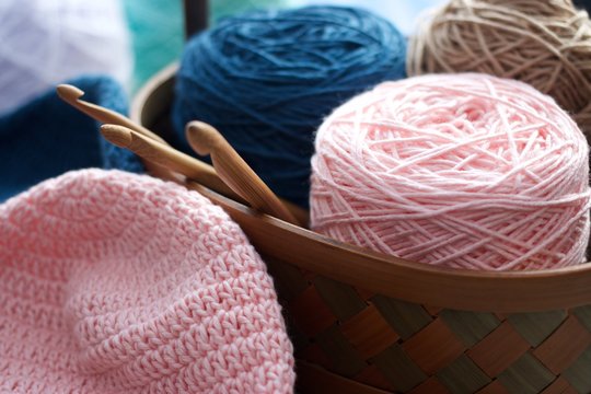 Ball of Yarn on Basket