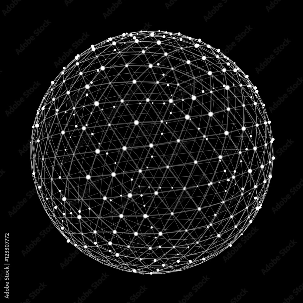 Aufkleber abstract connection web sphere with spot and lines 3d rendering
