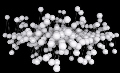 Abstract wave connection with dots and lines 3D rendering