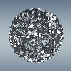 Abstract sphere with shiny cube 3D rendering