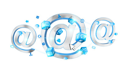 3D rendering email icon connected to each other